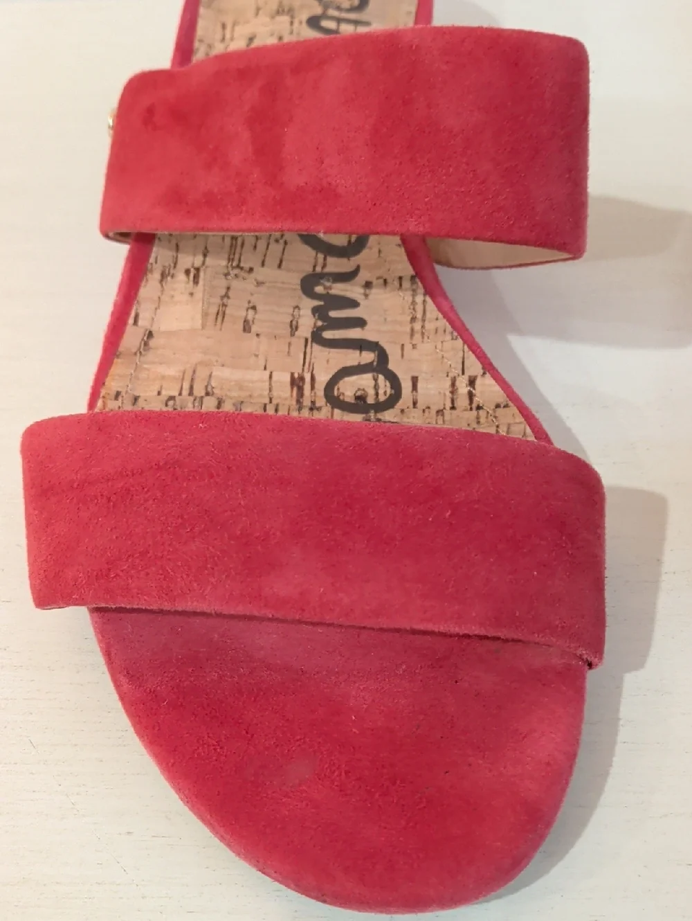 Sam Edelman Red Suede Double-strap Slide Sandals Size 9 - Picture 11 of 13